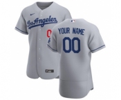 Men's Los Angeles Dodgers Custom Gray Road 2020 Authentic Team Baseball Jersey