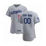 Men's Los Angeles Dodgers Custom Gray Road 2020 World Series Champions Authentic Team Baseball Jersey