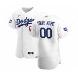 Men's Los Angeles Dodgers Custom White Home 2020 World Series Champions Authentic Player Baseball Jersey