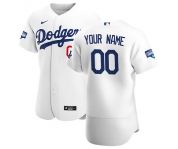 Men's Los Angeles Dodgers Custom White Home 2020 World Series Champions Authentic Player Baseball Jersey