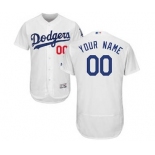 Men's Los Angeles Dodgers Customized Home White Flex Base Custom Baseball Baseball Jersey