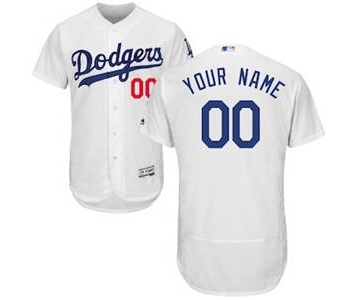 Men's Los Angeles Dodgers Customized Home White Flex Base Custom Baseball Baseball Jersey