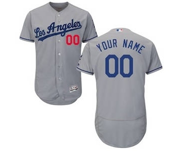 Men's Los Angeles Dodgers Customized Road Gray Flex Base Custom Baseball Baseball Jersey