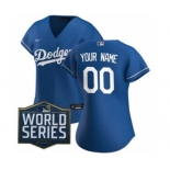 Women's Custom Jersey Los Angeles Dodgers 2020 World Series Patch Royal