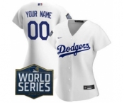 Women's Custom Jersey Los Angeles Dodgers 2020 World Series Patch White