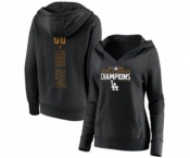 Women's Los Angeles Dodgers 2020 World Series Champions Custom V-Neck Pullover Hoodie Black