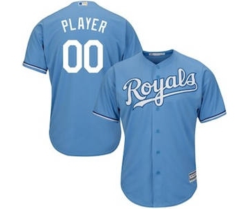 Men's Kansas City Royals Customized Light Blue Cool Base Custom Baseball Baseball Jersey