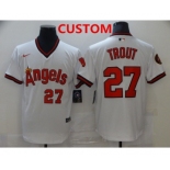 Men's Los Angeles Angels Of Anaheim Custom White Throwback Cooperstown Collection Stitched MLB Nike Jersey