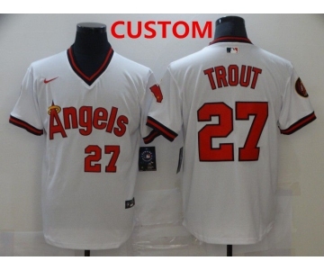 Men's Los Angeles Angels Of Anaheim Custom White Throwback Cooperstown Collection Stitched MLB Nike Jersey