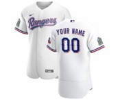 Men's Texas Rangers 2020 Home Custom Flexbase Patch Jersey - White