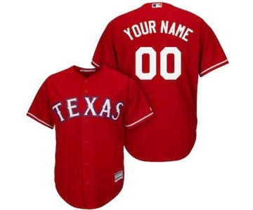 Men's Texas Rangers Customized Red Cool Base Custom Baseball Baseball Jersey