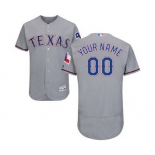 Men's Texas Rangers Customized Road Gray Flex Base Custom Baseball Baseball Jersey