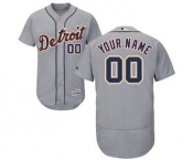 Men's Detroit Tigers Customized Road Gray Flex Base Custom Baseball Baseball Jersey