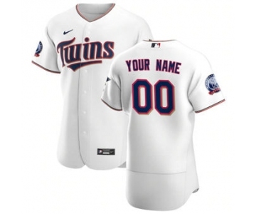 Men's Minnesota Twins Custom White Home 2020 60th Season Authentic Team Baseball Jersey