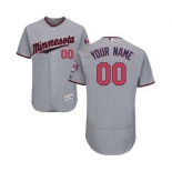 Men's Minnesota Twins Customized Road Gray Flex Base Custom Baseball Baseball Jersey