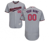 Men's Minnesota Twins Customized Road Gray Flex Base Custom Baseball Baseball Jersey