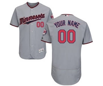 Men's Minnesota Twins Customized Road Gray Flex Base Custom Baseball Baseball Jersey