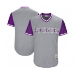 Men's Colorado Rockies Customized Gray 2017 Little League World Series Players Weekend Jersey