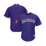 Men's Colorado Rockies Customized Majestic Purple 2018 Spring Training Cool Base Team Jersey