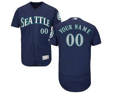 Men's Seattle Mariners Customized Alternate Navy Flex Base Custom Baseball Baseball Jersey