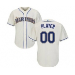 Men's Seattle Mariners Customized Cream Cool Base Custom Baseball Baseball Jersey