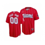 Men's Miami Marlins ACTIVE PLAYER Custom Red 2021 City Connect Cool Base Stitched Baseball Jersey