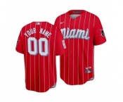 Men's Miami Marlins ACTIVE PLAYER Custom Red 2021 City Connect Cool Base Stitched Baseball Jersey