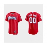 Men's Miami Marlins ACTIVE PLAYER Custom Red 2021 City Connect Flex Base Stitched Baseball Jersey