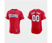 Men's Miami Marlins ACTIVE PLAYER Custom Red 2021 City Connect Flex Base Stitched Baseball Jersey