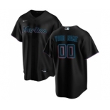 Men's Miami Marlins Alternate 2020 Baseball Custom Cool Base Jersey - Black