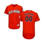 Men's Miami Marlins Customized Alternate Fire Red Flex Base Custom Baseball Baseball Jersey