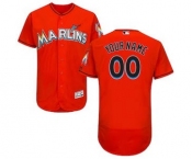 Men's Miami Marlins Customized Alternate Fire Red Flex Base Custom Baseball Baseball Jersey