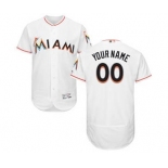 Men's Miami Marlins Customized Home White Flex Base Custom Baseball Baseball Jersey