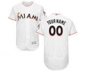 Men's Miami Marlins Customized Home White Flex Base Custom Baseball Baseball Jersey