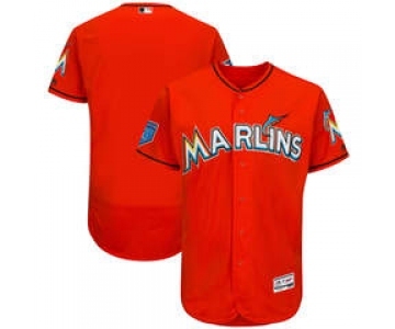 Men's Miami Marlins Customized Majestic Orange 2018 Spring Training Flex Base Team Jersey