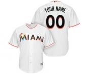 Men's Miami Marlins Customized White Cool Base Custom Baseball Baseball Jersey