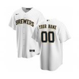 Men's Milwaukee Brewers Alternate 2020 Baseball Custom Cool Base Jersey - White Navy