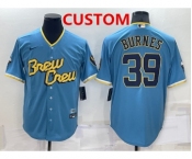 Men's Milwaukee Brewers Custom Blue 2022 City Connect Cool Base Stitched Jersey