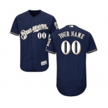 Men's Milwaukee Brewers Customized Alternate Home Navy Flex Base Custom Baseball Baseball Jersey