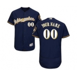 Men's Milwaukee Brewers Customized Alternate Road Navy Flex Base Custom Baseball Baseball Jersey