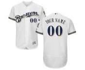 Men's Milwaukee Brewers Customized Home White Flex Base Custom Baseball Baseball Jersey