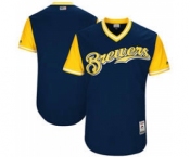 Men's Milwaukee Brewers Customized Navy 2017 Little League World Series Players Weekend Jersey