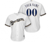 Men's Milwaukee Brewers Customized White Cool Base Custom Baseball Baseball Jersey