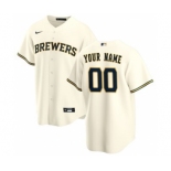 Men's Milwaukee Brewers Home 2020 Baseball Custom Cool Base Jersey - Cream