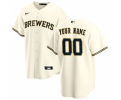 Men's Milwaukee Brewers Home 2020 Baseball Custom Cool Base Jersey - Cream