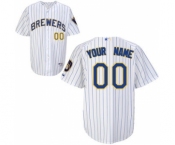 Milwaukee Brewers Personalized Custom white strip Baseball Jersey