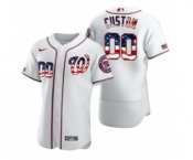 Men's Washington Nationals Custom White Fluttering USA Flag Limited Edition Authentic Baseball Jersey