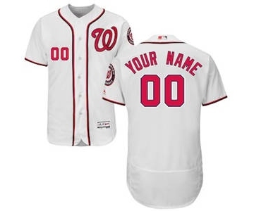 Men's Washington Nationals Customized Home White Flex Base Custom Baseball Baseball Jersey