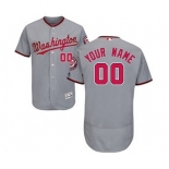 Men's Washington Nationals Customized Road Gray Flex Base Custom Baseball Baseball Jersey