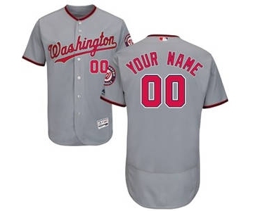 Men's Washington Nationals Customized Road Gray Flex Base Custom Baseball Baseball Jersey